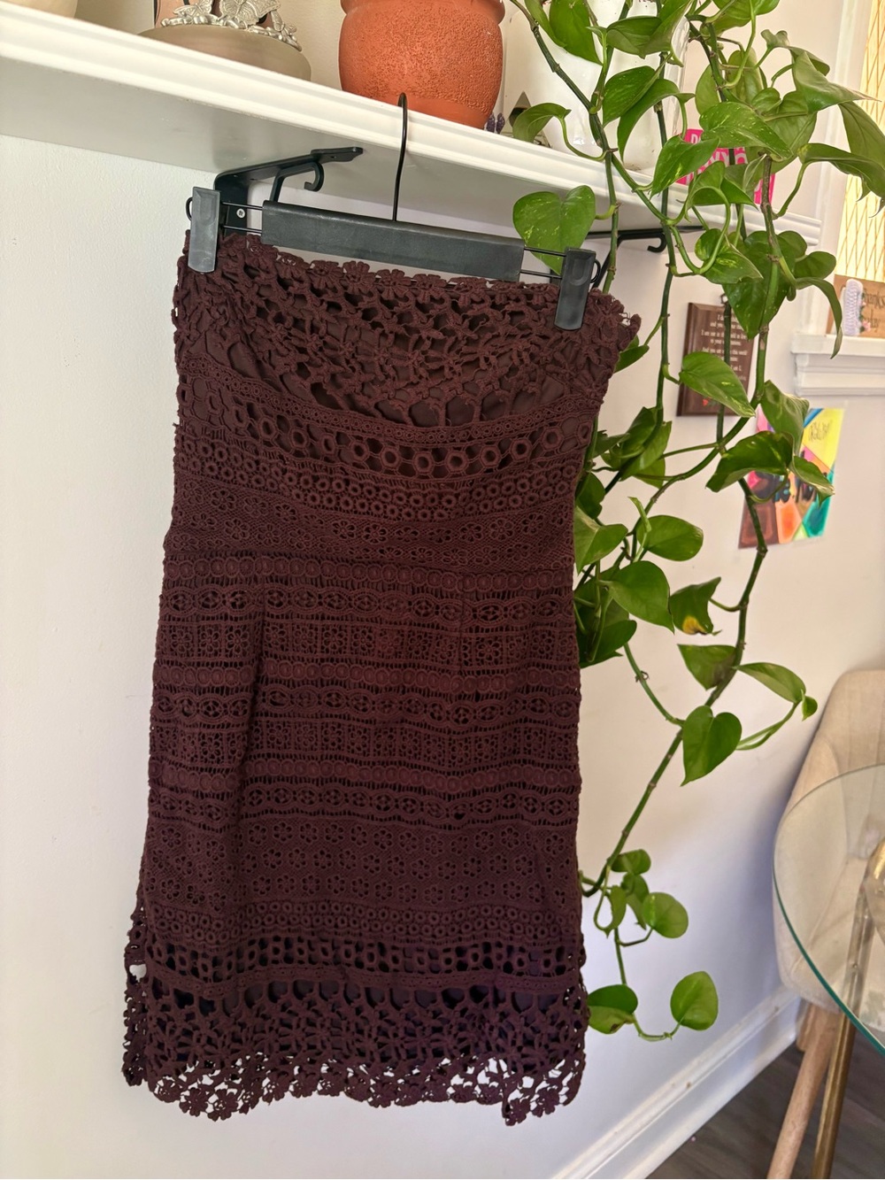 Crochet Lace Dark Brown Women's Skirt